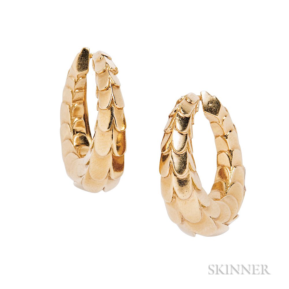 Appraisal: kt Gold Hoop Earclips Cartier kt Gold Hoop Earclips Cartier