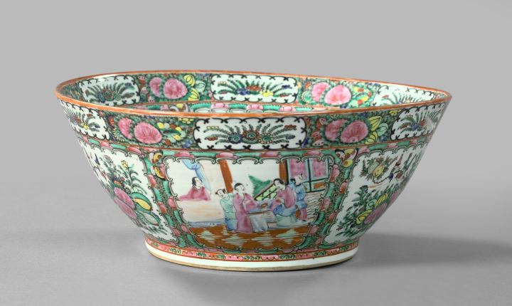 Appraisal: Large Chinese Export Rose Medallion Porcelain Punchbowl third quarter th