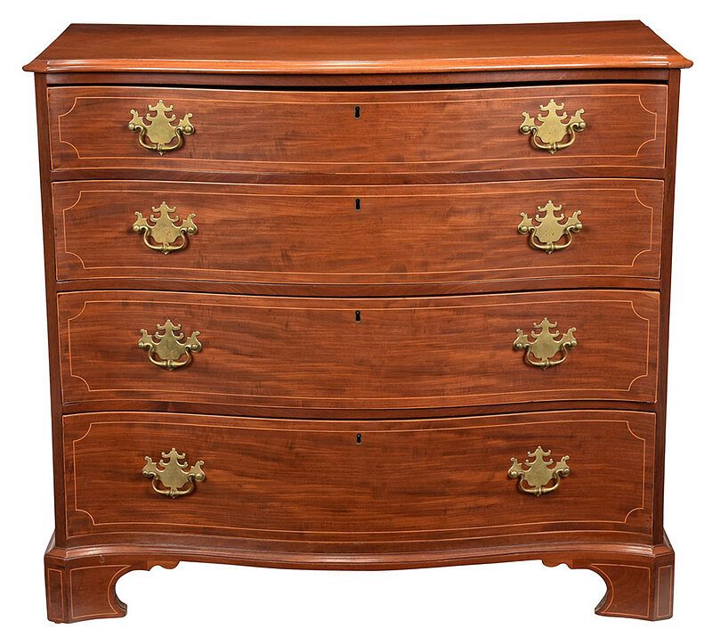 Appraisal: George III Inlaid Mahogany Serpentine Chest probably British late th