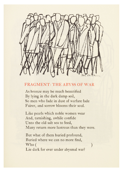 Appraisal: SHAHN BEN Thirteen Poems by Wilfred Owen Printed in red