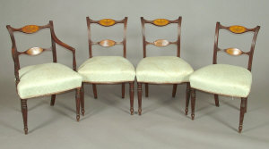 Appraisal: A set of four Regency mahogany penwork and inlaid dining