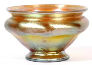 Appraisal: L C TIFFANY GOLD FAVRILE GLASS SALT CELLAR L C