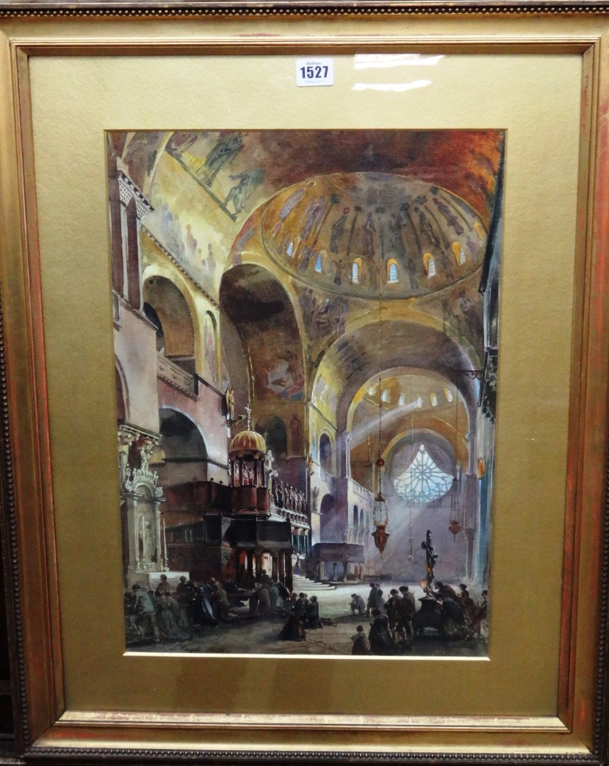 Appraisal: Louis Haghe - Interior of St Marcus church Venice watercolour