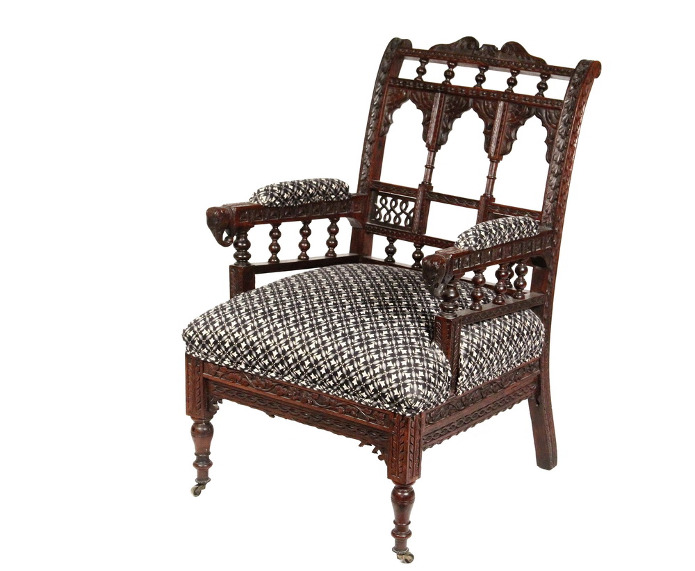 Appraisal: ANGLO-INDIAN ARMCHAIR - th c Colonial India Exotic Hardwood Armchair