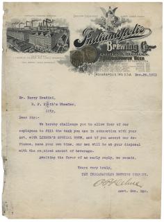 Appraisal: Houdini Harry Ehrich Weiss Houdini Brewery Challenge Letter Dated December