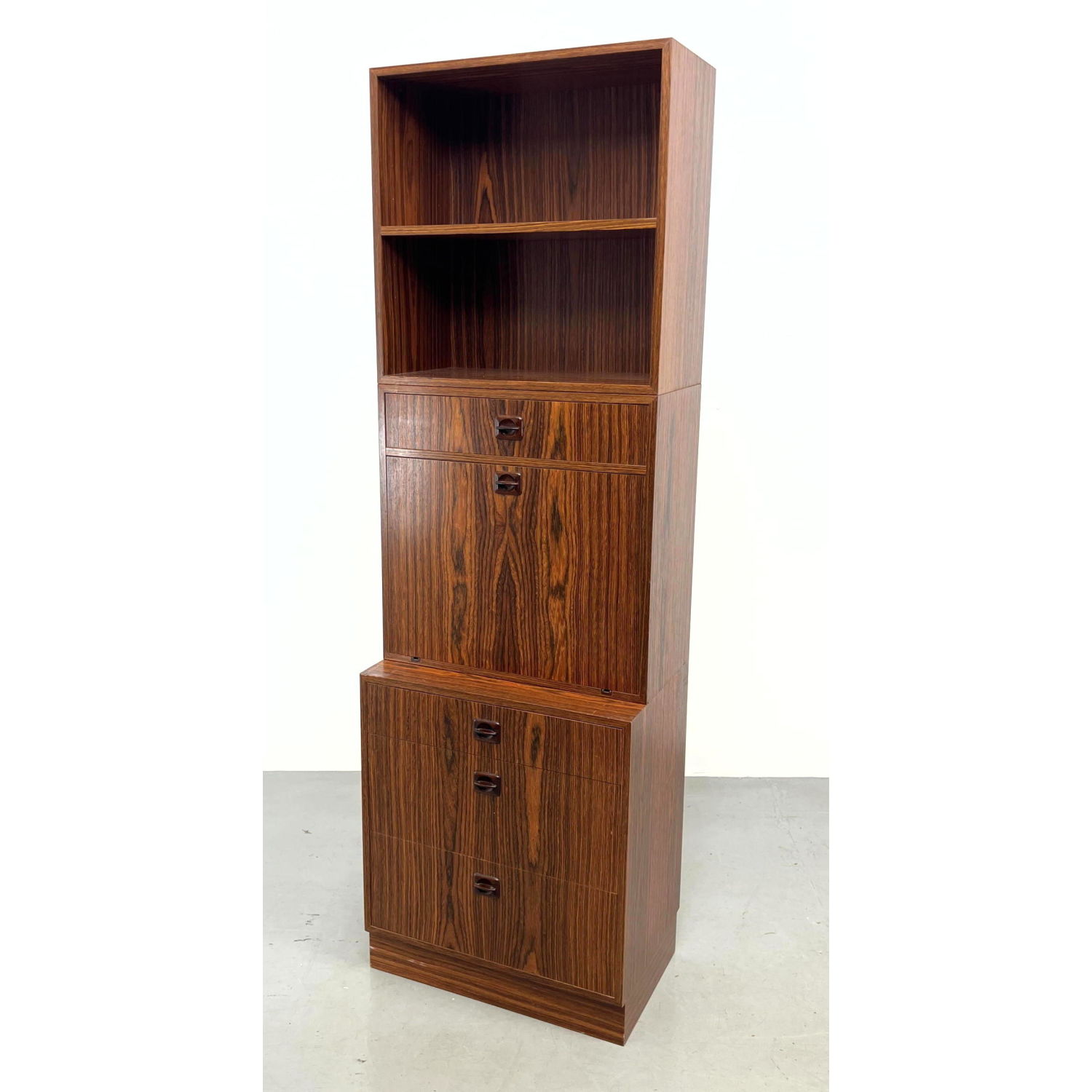 Appraisal: Tall Rosewood Drop Down Desk Book Case Unit This unit