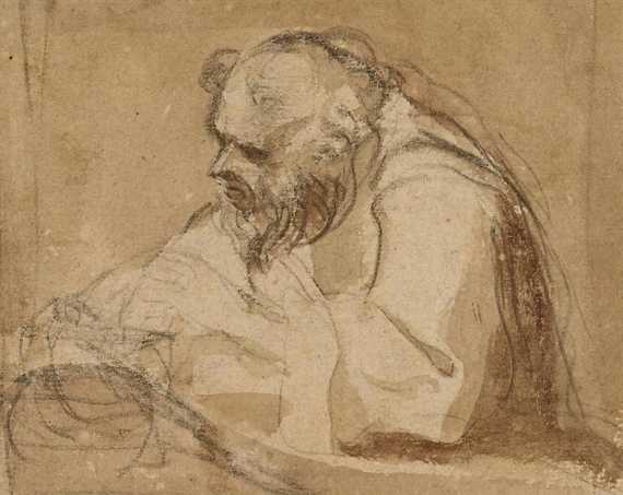 Appraisal: ITALIAN TH CENTURY Study of a bearded man writing Black