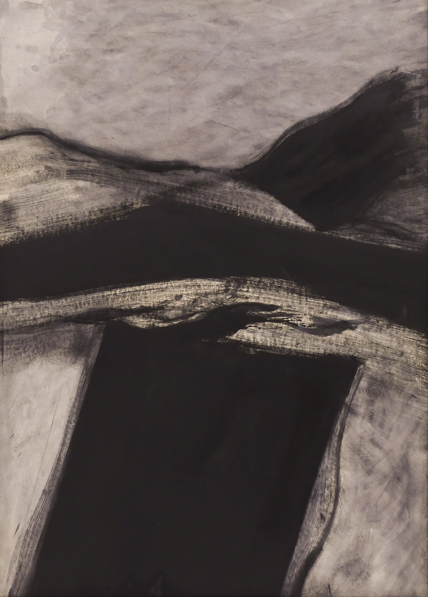 Appraisal: Frank Okada - Washington ''Untitled'' Black Abstraction Ink and Wash