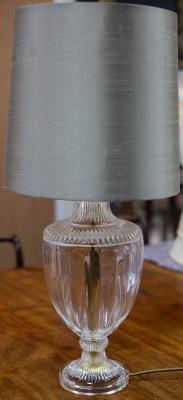 Appraisal: A glass vase lamp with fluted body cm high with