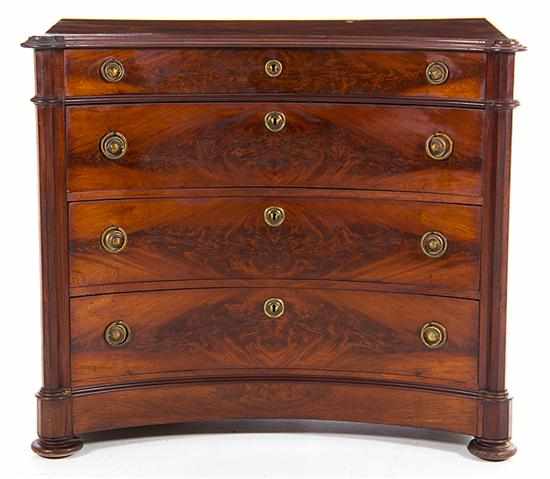 Appraisal: Continental Classical walnut chest of drawers circa rectangular concave top