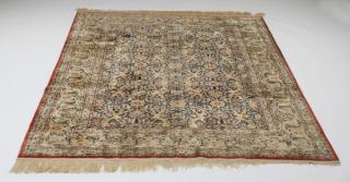 Appraisal: Sino-Bidjar hand knotted silk on silk carpet having repeating pale