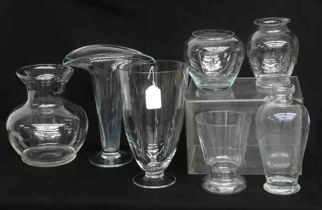 Appraisal: Lot seven various clear glass vase Ranging '' to ''