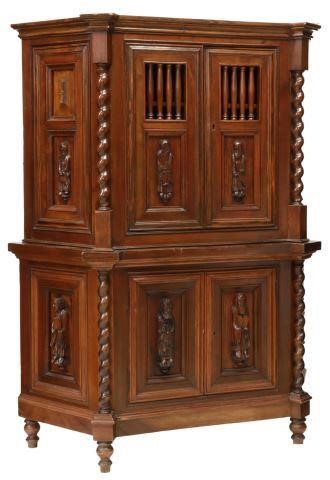 Appraisal: Spanish Renaissance Revival style walnut figural cabinet thc thc having