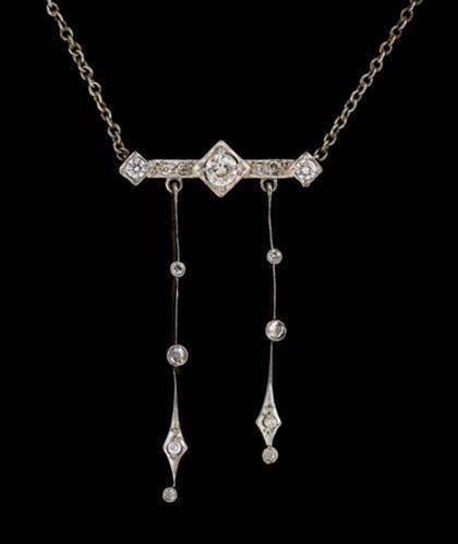 Appraisal: Silver topped karat yellow gold and diamond necklace edwardian Petite