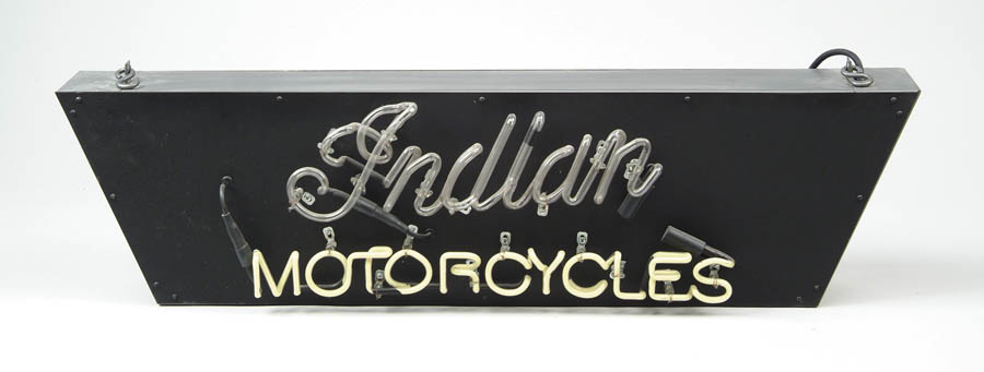 Appraisal: INDIAN MOTORCYCLES CONTEMPORARY NEON SIGN Hanging two sided neon sign