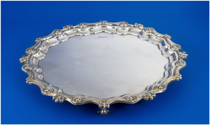 Appraisal: Silver Salver With pie crust border standing on feet Hallmarked