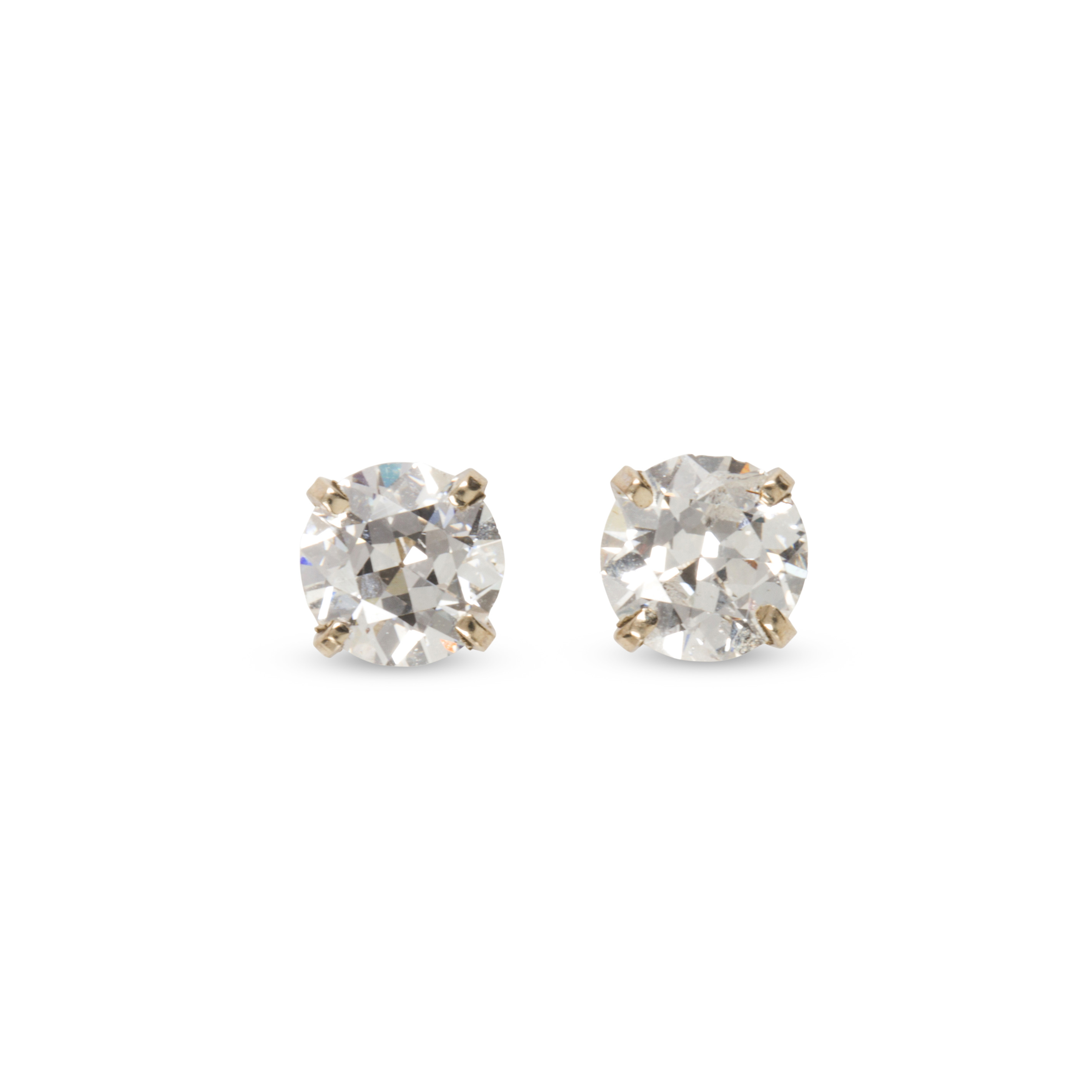 Appraisal: A PAIR OF DIAMOND AND FOURTEEN KARAT WHITE GOLD EARRINGS