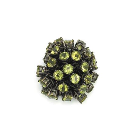 Appraisal: Blackened Gold and Peridot Chain Ring Estimate -