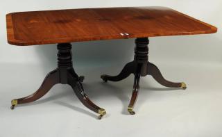 Appraisal: Regency Style Mahogany Two Pedestal Dining Table Regency style mahogany