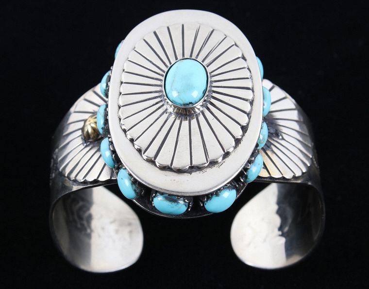 Appraisal: Armand American Horse Royston Turquoise Bracelet For your consideration is