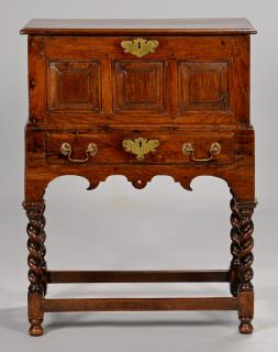 Appraisal: Small William Mary Style Oak Chest on Stand Small William