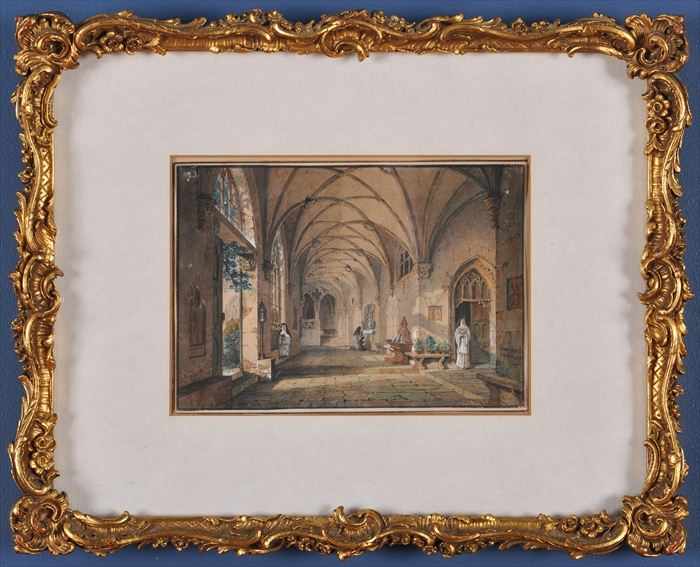 Appraisal: SIMON QUAGLIO - INTERIOR VIEW OF A CLOISTERS Signed L