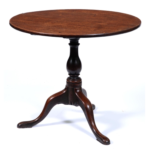 Appraisal: A George III mahogany tripod table with baluster pillar cm