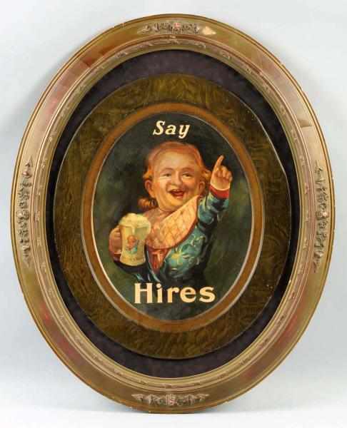 Appraisal: Tin Hire's Sign Circa Framed under glass A few shallow