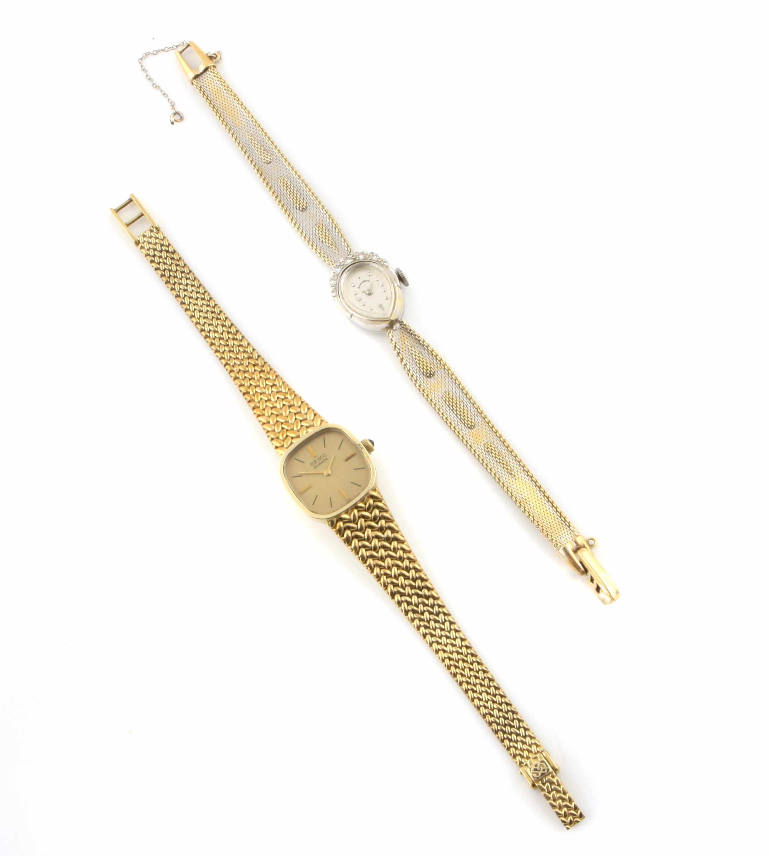 Appraisal: A collection of two k gold bracelet wristwatches one set