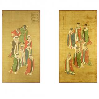 Appraisal: Two th Century Chinese Hand Painted Scrolls Two th Century