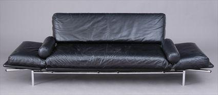 Appraisal: R TAPINASSI FOR DEMA CHROME-PLATED STEEL AND LEATHER SOFA x