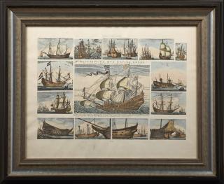 Appraisal: Description D'un Navire Royal th c colored print from Souvenirs