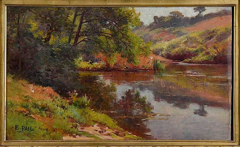 Appraisal: Edouard Pail French - River Bank signed lower left E