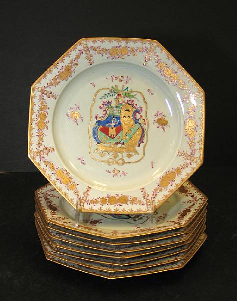 Appraisal: A set of eight French Chinese Export style porcelain octagonal