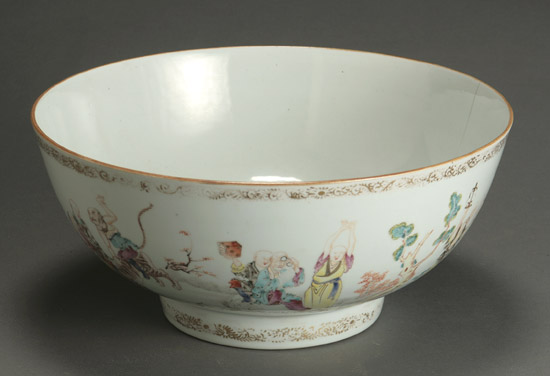 Appraisal: Chinese Export 'Famille Rose' Punch Bowl Qianlong Period - The