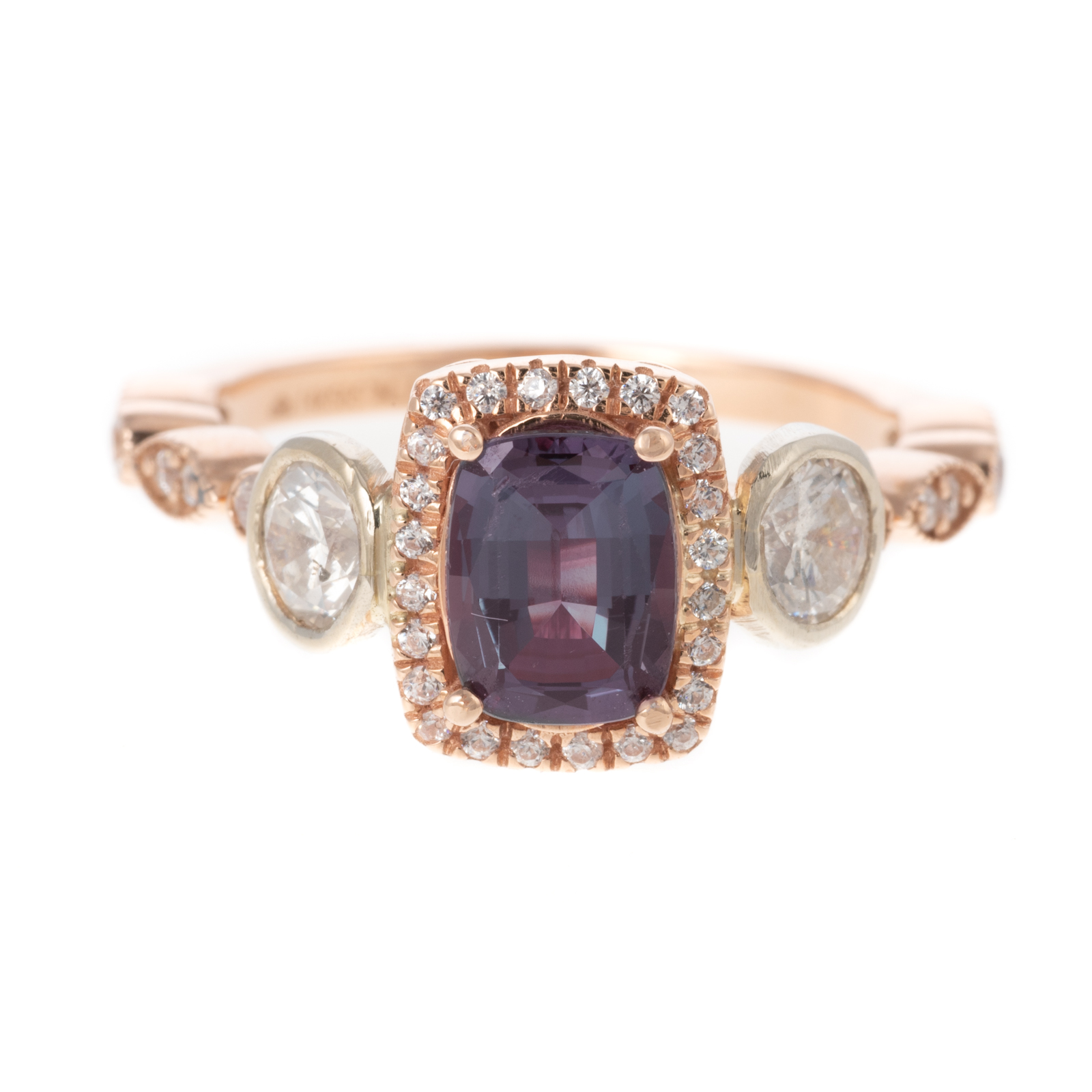 Appraisal: A GIA-CERTIFIED ALEXANDRITE DIAMOND RING IN K K rose gold