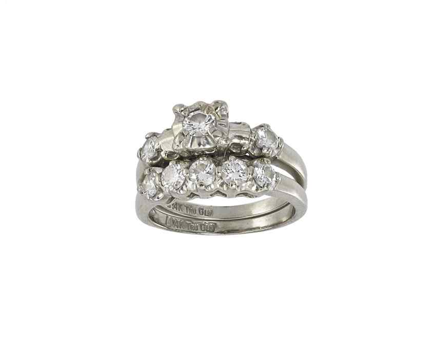 Appraisal: K DIAMOND ENGAGEMENT RING AND WEDDING BAND K white gold