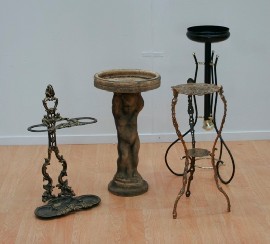 Appraisal: An early th century pierced brass plant stand together with