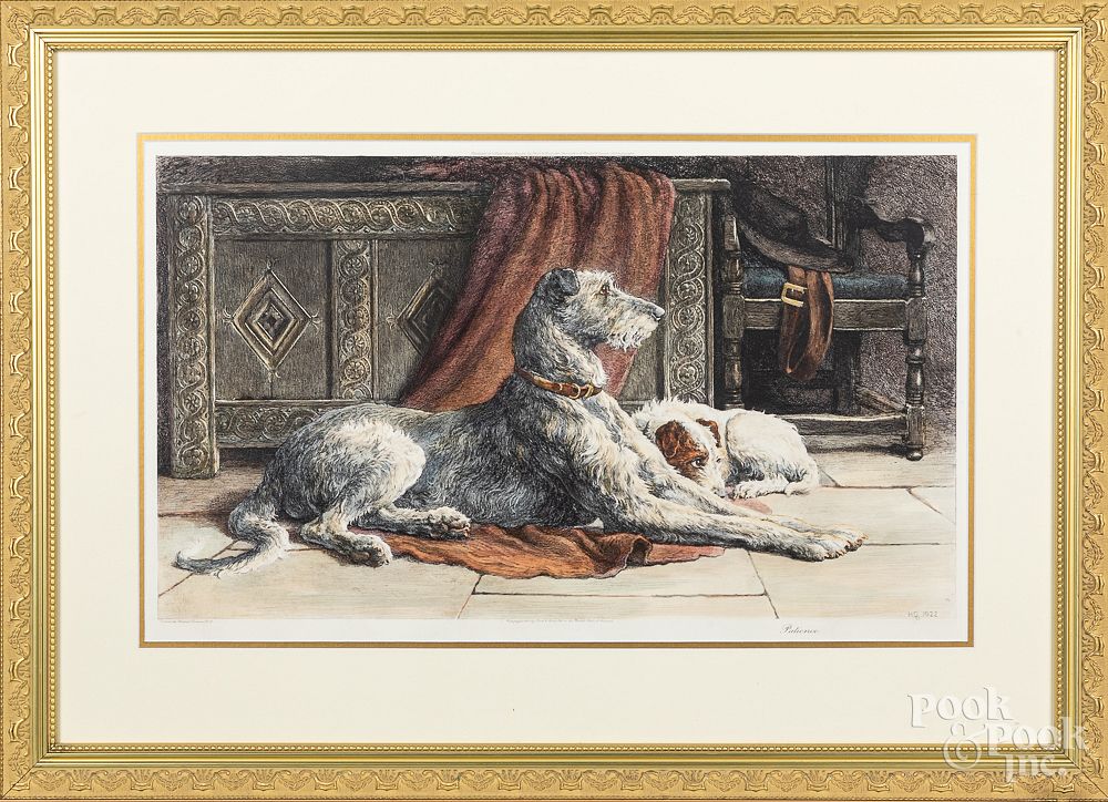 Appraisal: Herbert Dicksee engraving of two hounds Herbert Dicksee engraving of