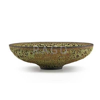 Appraisal: JAMES LOVERA b Small bowl verdigris volcanic glaze San Francisco