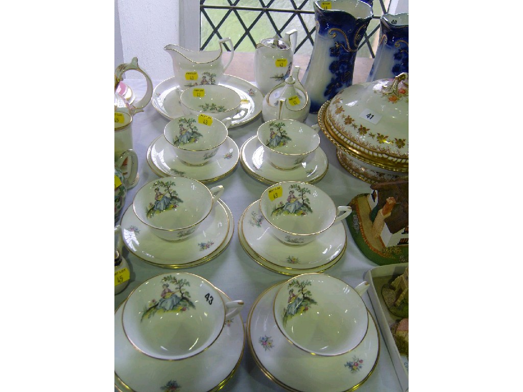 Appraisal: A collection of Royal Worcester Watteau pattern teawares comprising cups