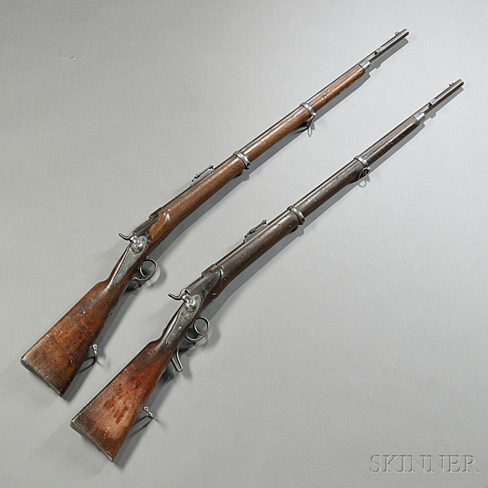 Appraisal: Two Austrian Model Werndl Rifles c - walnut stocks both