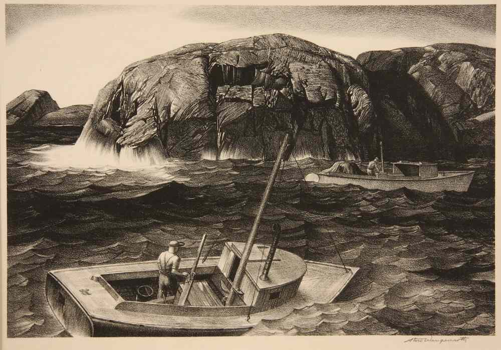 Appraisal: WPA ARTIST PRINTS - Including Lithograph 'Maine Lobsterman' by Stow