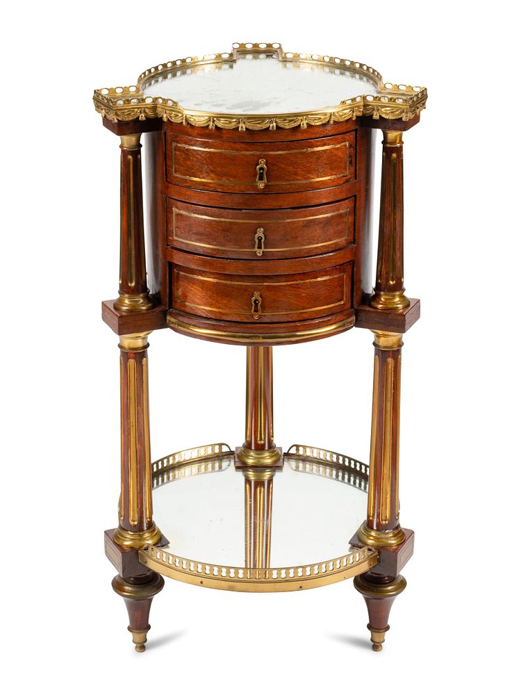 Appraisal: A Louis XVI Brass Inlaid Mahogany Mirror-Top Table en Chiffonier