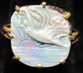 Appraisal: karat yellow gold carved opal ringRing size dwt