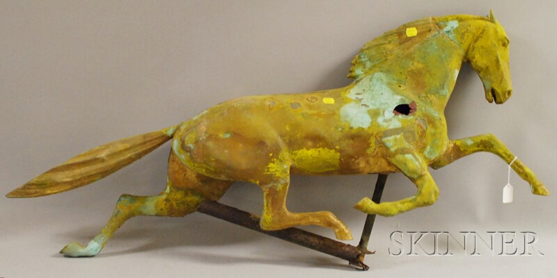 Appraisal: Gilt Molded Copper Full-body Running Horse Weather Vane seam splits