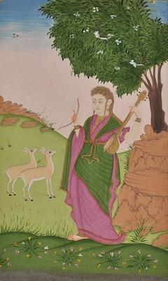 Appraisal: An Indian Gouache Painting Depicting a beautiful young woman in