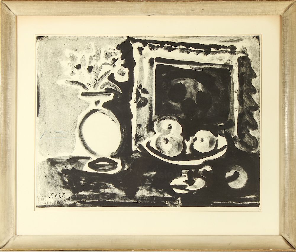 Appraisal: Pablo Picasso Still Life B W Lithograph Mourlot Pablo Picasso