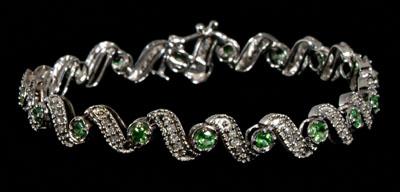 Appraisal: Emerald diamond bracelet round emeralds light green color total estimated