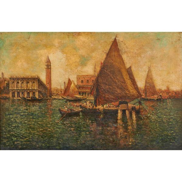 Appraisal: NICHOLAS BRIGANTI American - Oil on canvas Venetian scene with